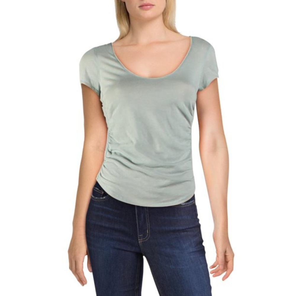 NWT Free People Women Sonnet Ruched Scoop Neck T-Shirt sea sage